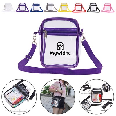 PVC Clear Shoulder Crossbody Bag Waterproof Multi-functional Document Pouch Travel Outdoor Storage