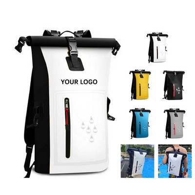 Roll Top Dry Backpack With Detachable Strap 7" x 10" x 17"