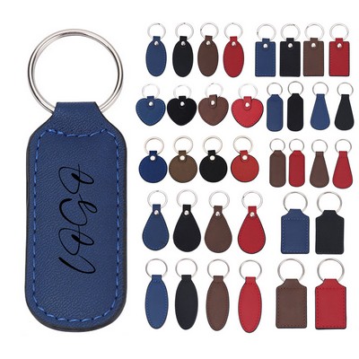 MOQ50 PU Leather Double-Sided Keychain