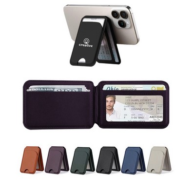 Magnetic PU Leather Rotating Card Holder Phone Stand