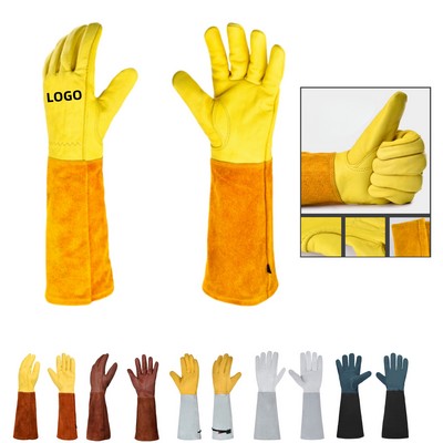 Long-Cuff Cowhide Protective Gloves