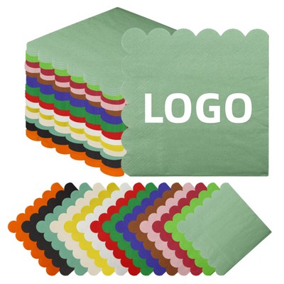 Disposable Scalloped Edge Solid Color Napkins (13inch)