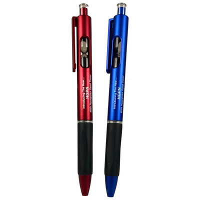 Matte Barrel Ballpoint Pen w/ Rubber Grips & Hourglass Sand Timer