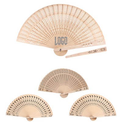 8" Sandalwood Handheld Folding Fans