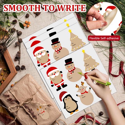 Christmas Gift Kraft Paper Stickers 10pcs