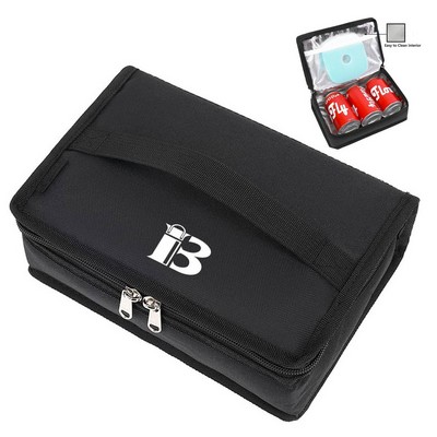 3 Can Compact Oxford Insulated Lunch Cooler Bag w/ Zipper