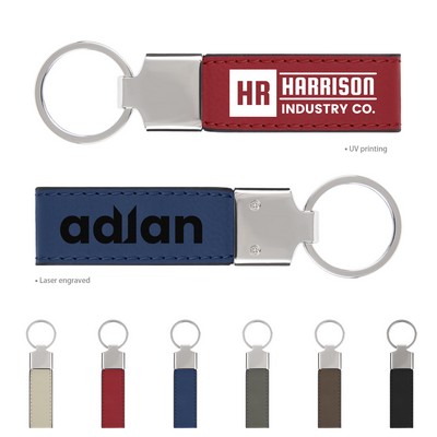 Luxe Zinc Alloy Key Chain With Short Leather Lanyard