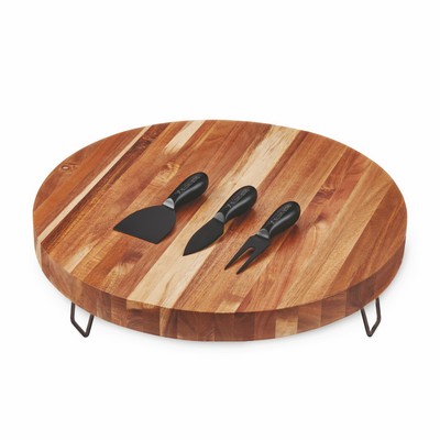 Twine Living® Acacia Footed Cheese Board & Knife Set