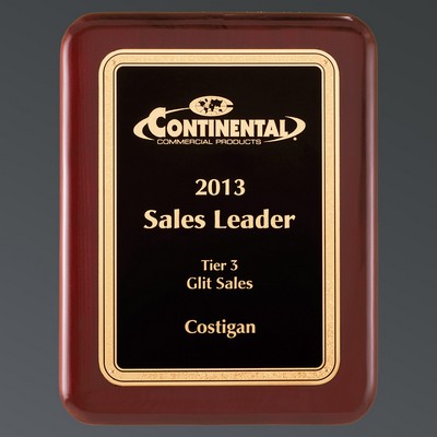 Rosewood Piano Finish Rounded Corners, Textured Black Brass/Florentine, X-Large (10-1/2"x13")