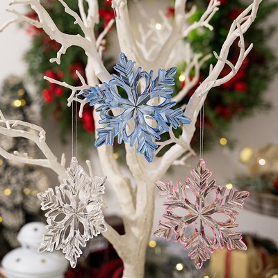 Christmas Acrylic Crystal Snowflake Ornament Hanging Decor Snowflake Pendant