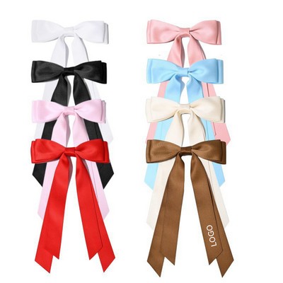 Double Layered Bow Hair Clip with Ribbon