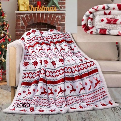 Double-layer Soft Christmas Flannel Throw Blanket