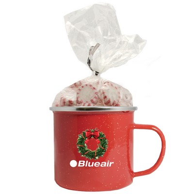 17 Oz. Camp Fire Stainless Steel Enamel Mug w/Starlight Mints - Full Color