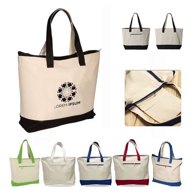 Large Heavy Reusable Cotton Zippered Tote Bags