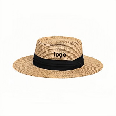 French Style Wide Brim Straw Hat for Women Large Head