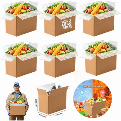 Aluminum Foil Liner Thermo Chill Frozen Food flower Reusable 9"x6"x8" Shipping Box Insulated Carton