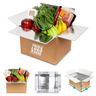 Thickened Reusable 14" x 7.5" x 9" Insulated Aluminum Frozen Food Carton Cooler Shipping Box