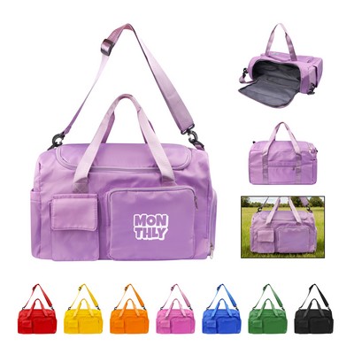 Large Portable Gym Duffle Bag W/ Handle, Oxford Fabric Bag