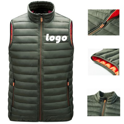 Nylon Solid Winter Outdoor Standing Collar Vest