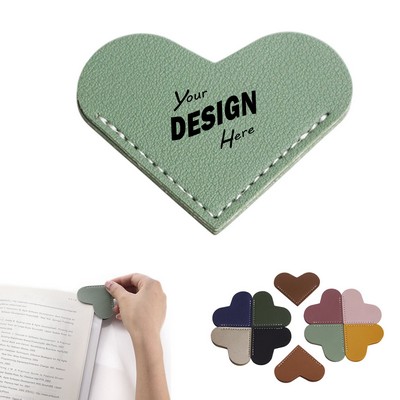 Double Sided Leather Heart Shaped Bookmark