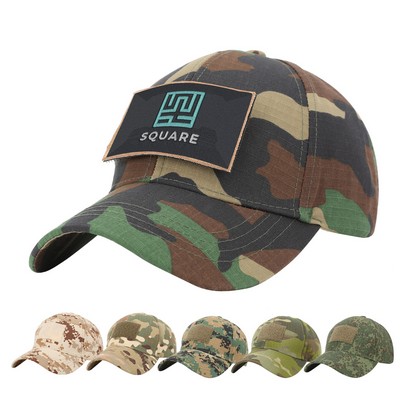 Camo Baseball Cap With Removable Tactical Patch