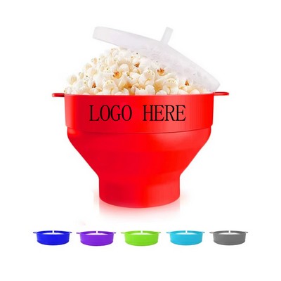 Customizable Silicone Collapsible Popcorn Bowl With Lid