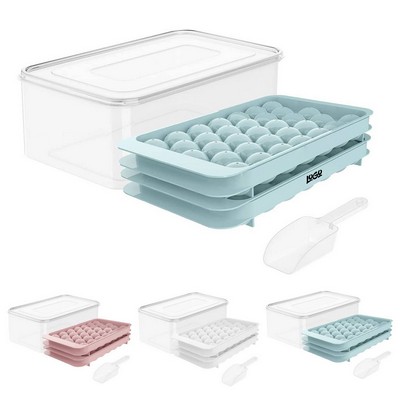 Round Ice Cube Tray w/ Lid & Bin
