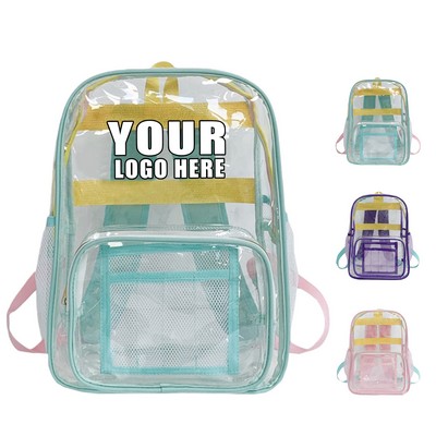 Dopamine Color-Blocked Transparent PVC Backpack (15.8" x 11"x 4.7")