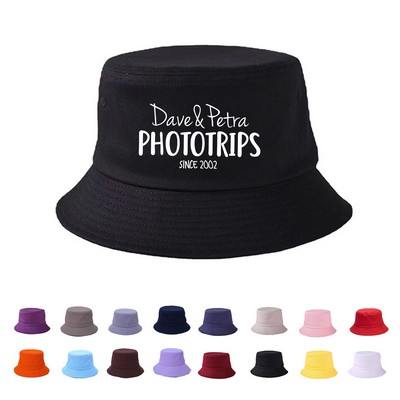 Solid Color Foldable Cotton Polyester Bucket Hat