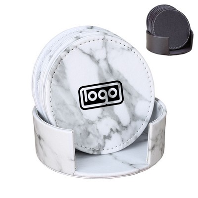 4" Pu 6pcs Home Tabletop Protection Drink Coaster Set