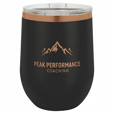 Custom 12 oz. Black or White Rose Gold Stemless Wine Tumbler