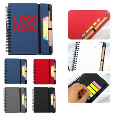 Spiral Bound Journal with Sticky Notes & Pen