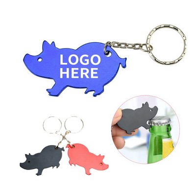 Hippo-Shaped Aluminum Bottle Opener Keyring