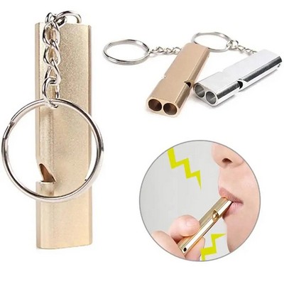 Double Pipe High Decibel Survival Whistle With Key Ring