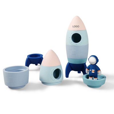 Silicone Rocket Nesting Toy Astronaut Space Exploration Puzzle for Kids