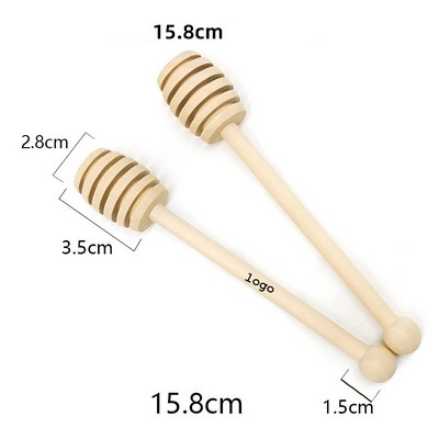 Grooved Wooden Honey Dipper