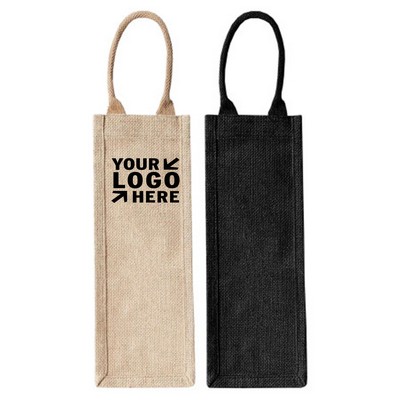 Custom 1 Bottle Burlap Wine Bag