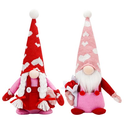 Valentine's Day Couple Gnomes Romantic Rose & Heart Rudolf Plush Faceless Sweetheart Dolls