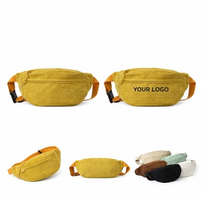 Corduroy Waist Bag with Adjustable Strap