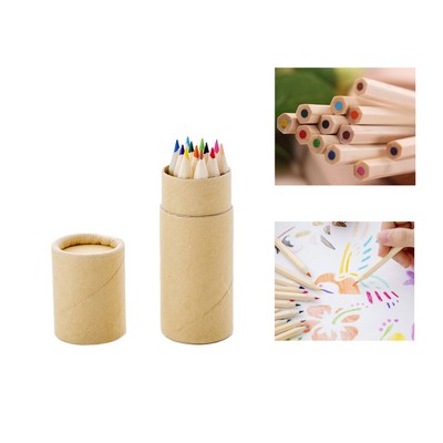 Wooden Tube Containing Colored Pencils