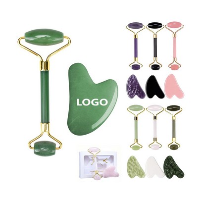 Dual Ended Facial Roller and Gua Sha Set with Box