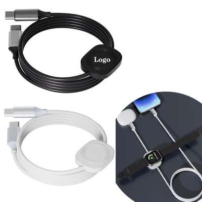 100W Fast Charge Cable With Magnetic Wireless Watch Charger