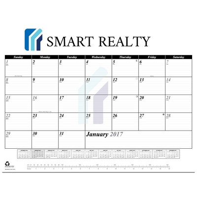 22" X 17"- 13 Month Desk Pad Calendar With 3 Color Art and 1 Color Form.