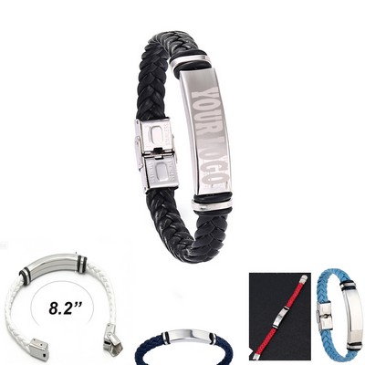 Leather Woven Wristband