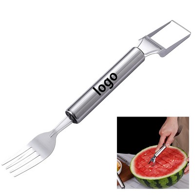 2-in-1 Stainless Steel Watermelon Slicer & Fork (Portable Fruit Cutter Tool)