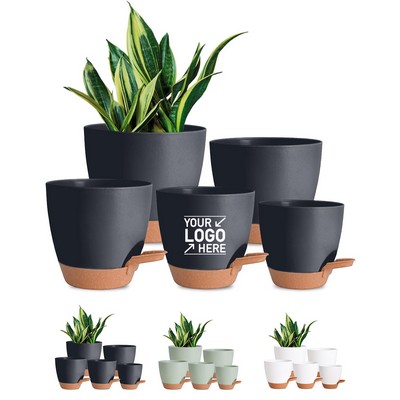 Self Watering Plant Pots Pack of 5 with Drainage Holes