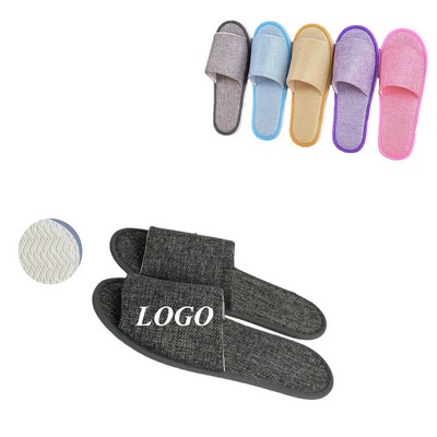 Disposable Linen Slipper With Non Slip Sole