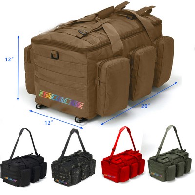 Gym Bag Military Duffel Bag with Shoe Compartment