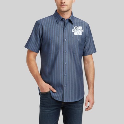 Red Kap® Short Sleeve Striped Industrial Work Shirt - 3XLR