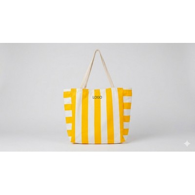 Oversized Striped Canvas Tote Bag Casual Large-Capacity Cotton Shoulder Bag Versatile Nautical